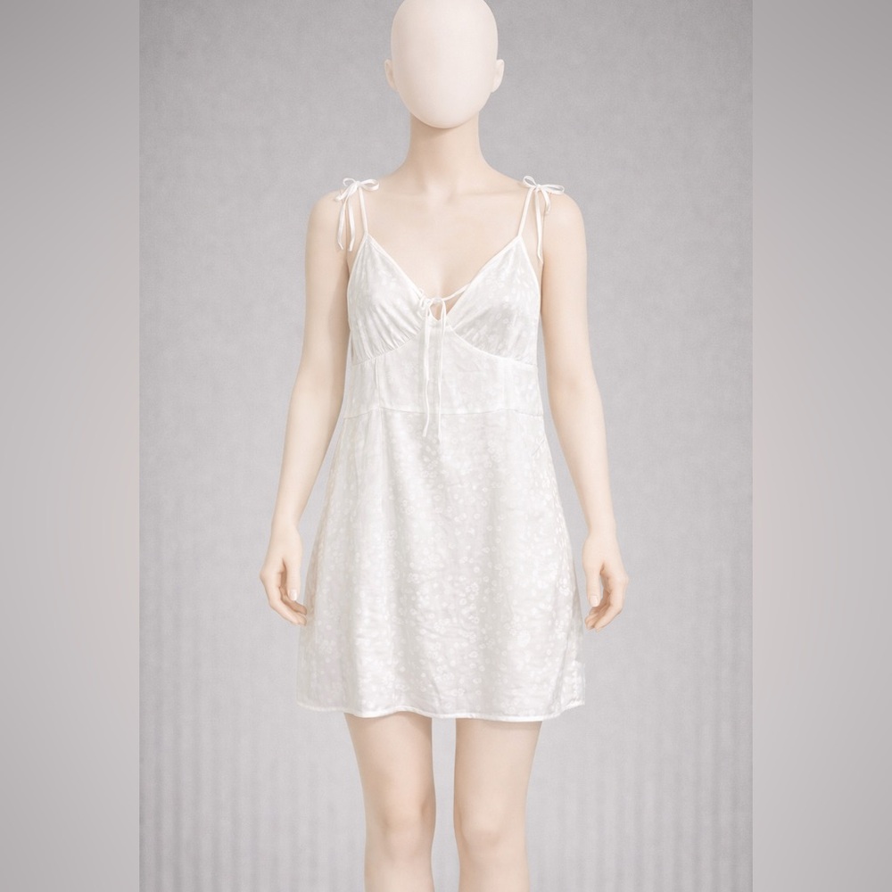 White Sleeveless Dress with Tie Straps